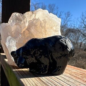 R. Diana Martinez Navajo Handmade Signed Black Glazed Bear Sculpture